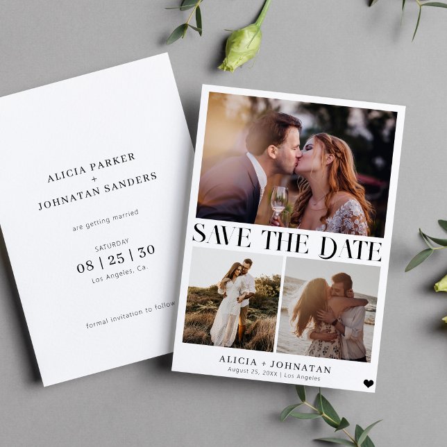 Modern multi photo simple minimalist wedding save the date (Creator Uploaded)