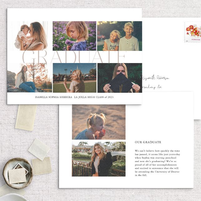 Modern Multi-Photo Then/Now Graduate Announcement (Creator Uploaded)