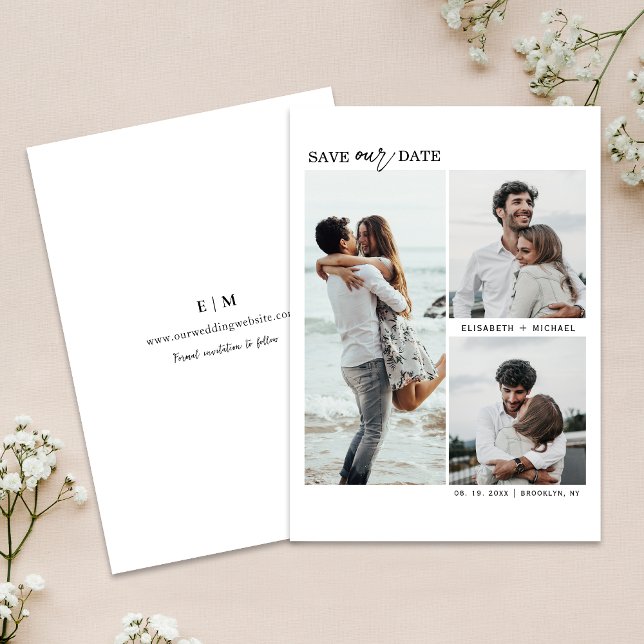 Modern Multi Photos Save The Date Wedding Invitation (Capture elegance with our stylish Save the Date, setting the tone for your unforgettable day!)