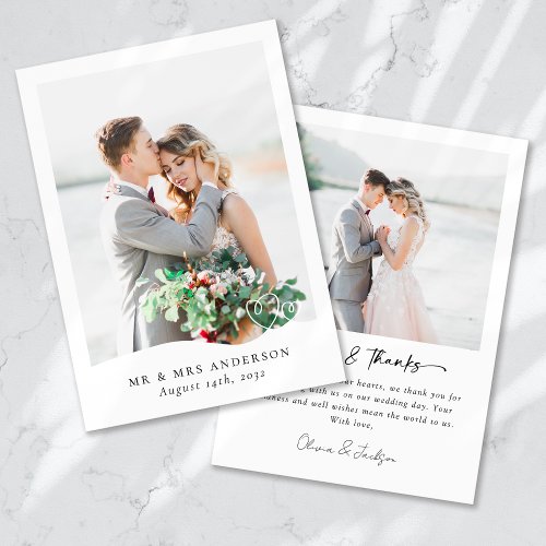 Modern Multi Picture Love  Thanks Wedding Thank You Card