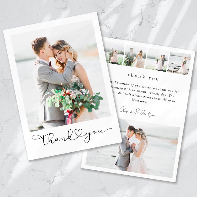 Modern Multi Picture Wedding Thank You Card (Creator Uploaded)