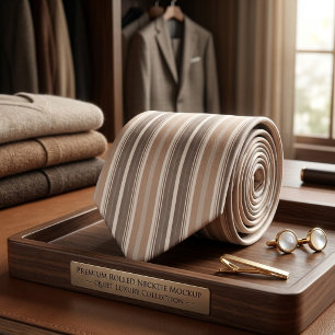 Modern Multi-Stripe Pattern in Coffee and Cream Neck Tie