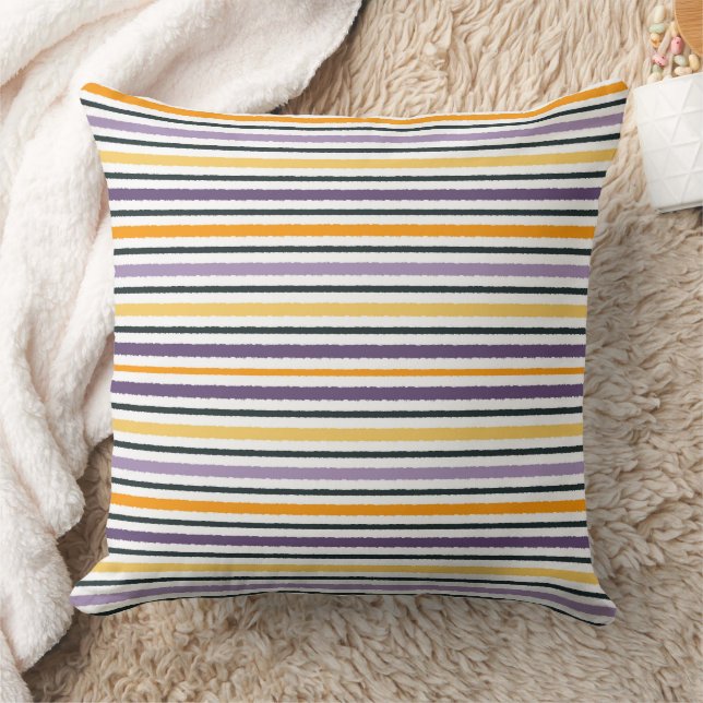 Modern Multi-Width Horizontal Stripe Pattern Throw Pillow (Blanket)