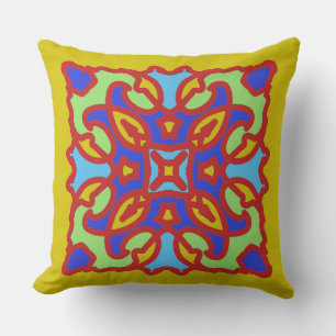 Modern multicolor all over fabric print pattern th throw pillow