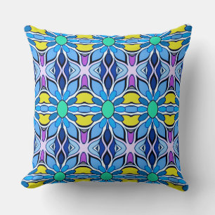 Modern multicolor fabric pattern design throw pillow