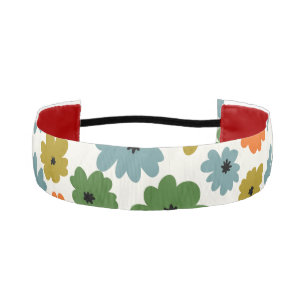 Modern multicolor floral pattern blue green pink athletic headband