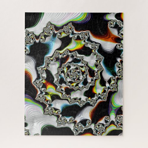 Modern Multicolor Psychedelic Spiral Fractal Jigsaw Puzzle