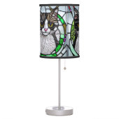 Modern Multicolor Stained Glass Cat Table Lamp (Left)