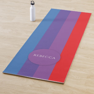 Modern Multicolor Striped Personalized Name Yoga Mat