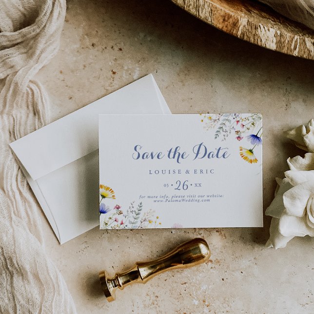 Modern Multicolor Wildflower Horizontal Wedding Save The Date (Creator Uploaded)