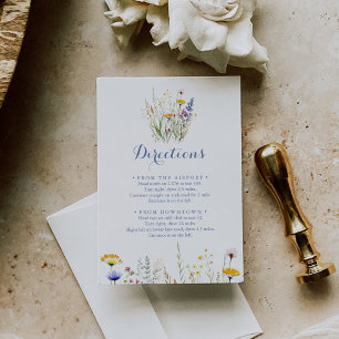 Modern Multicolor Wildflower Wedding Directions Enclosure Card
