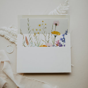 Modern Multicolor Wildflower Wedding Invitation Envelope