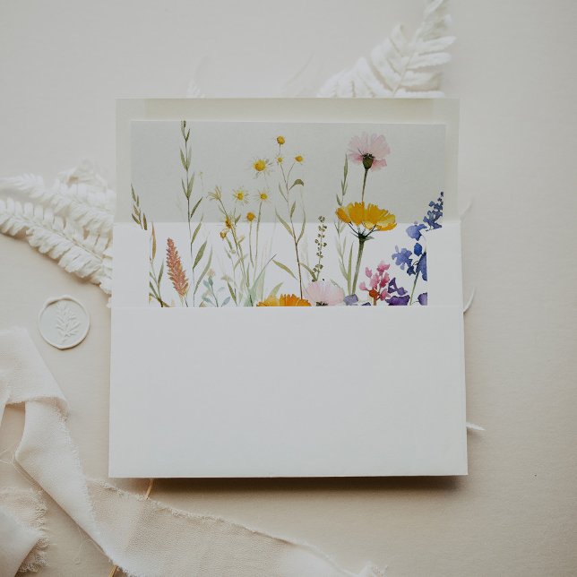 Modern Multicolor Wildflower Wedding Invitation  Envelope (Creator Uploaded)