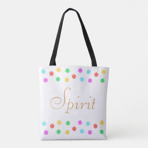 Modern Multicolored Flowers on White Tote Bag