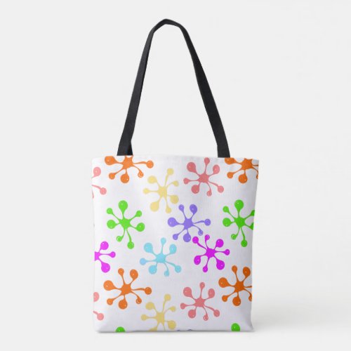 Modern Multicolored Splash Stains on White Tote Bag