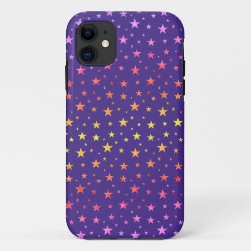 Modern Multicolored Stars on Blue iPhone 11 Case