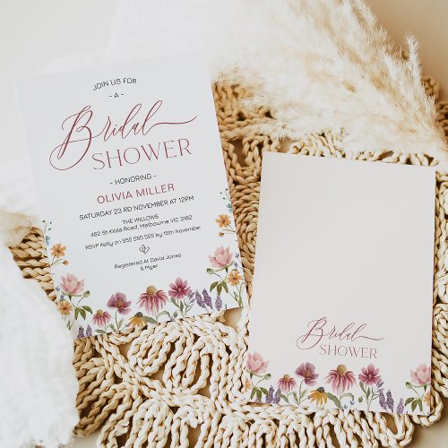 Modern Multicolored Wildflowers Bridal Shower Invitation