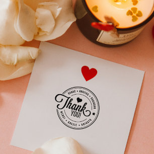 Modern Multilingual Thank You, Small Business  Rubber Stamp