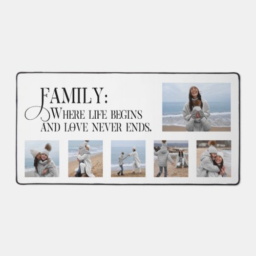 Modern Multiphoto Family Quote  Desk Mat