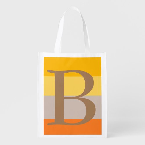 Modern Multiple Pastel Color Monogram Name Initial Grocery Bag