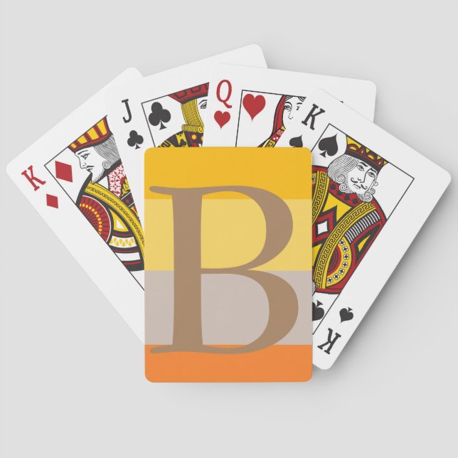 Modern Multiple Pastel Color Monogram Name Initial Poker Cards (Back)