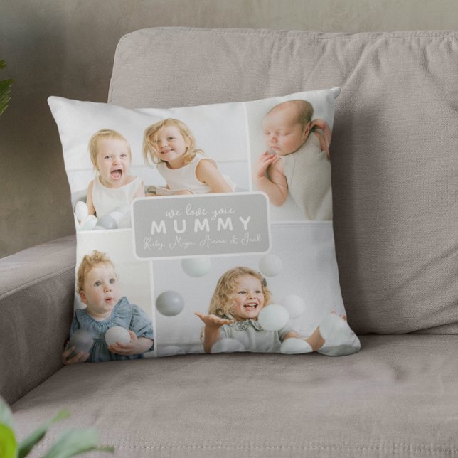 Modern Mummy 4 Photo Grey Throw Pillow (Creator Uploaded)