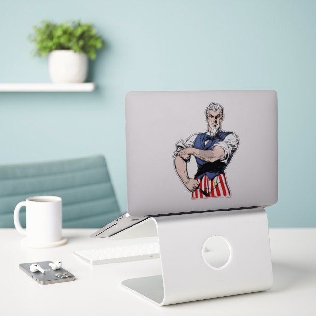 Modern Muscle Uncle Sam Sticker (Laptop On Desk)