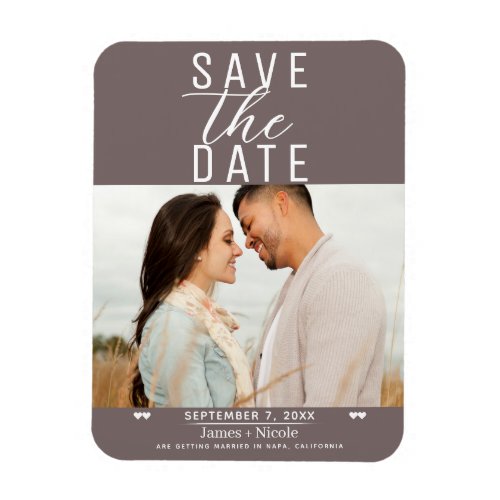 Modern Mushroom Taupe Save the Date Wedding Photo Magnet