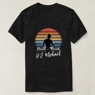 Modern Music DJ Mixer Retro Personalized Name  T-Shirt