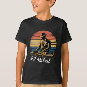 Modern Music DJ Mixer Retro Personalized Name T-Shirt