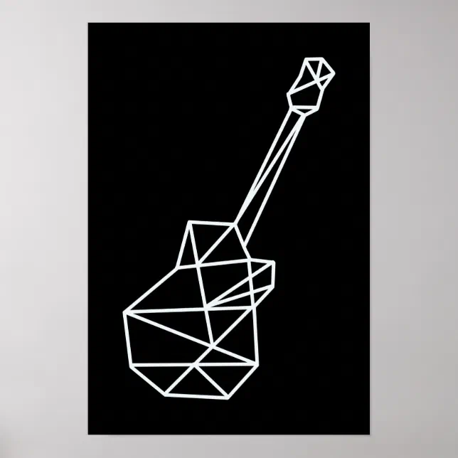modern music geometric guitar on black poster | Zazzle