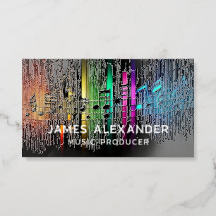 Modern Music Producer Recording Studio Raised Spot UV Business Card