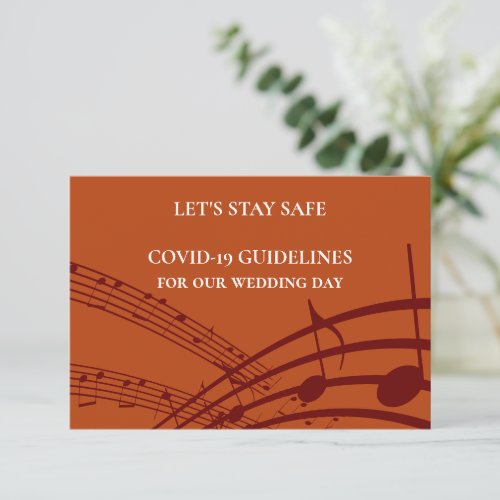 Modern MUSIC STAVES Wedding Safety Enclosure Card