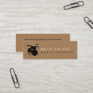 Modern Music Teacher Drummer simple Mini Business Card