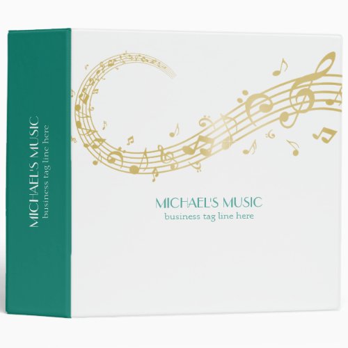 Modern Musical Business Branding Gold Music Notes 3 Ring Binder