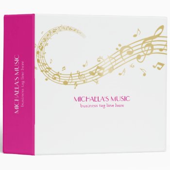 Modern Musical Business Branding Gold Music Notes Binder by ModernStylePaperie at Zazzle