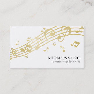 Modern Musical Business Branding Gold Music Notes Business Card