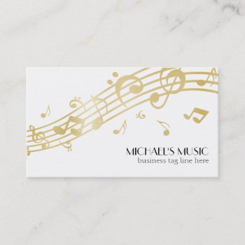 Modern Musical Business Branding Gold Music Notes Business Card by ModernStylePaperie at Zazzle