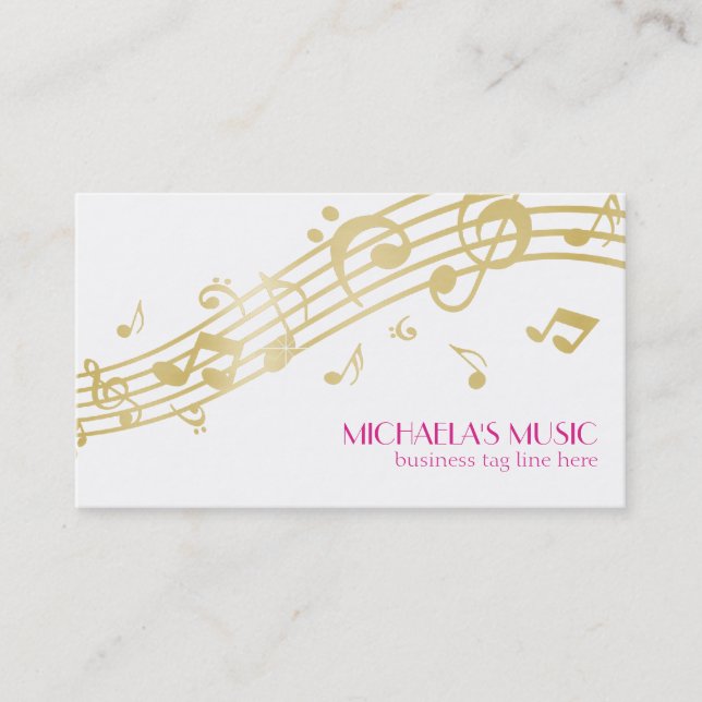 Modern Musical Business Branding Gold Music Notes Card