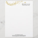 Modern Musical Business Branding Gold Music Notes Letterhead at Zazzle