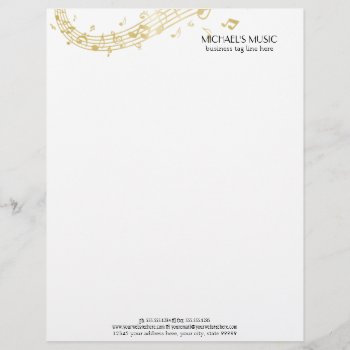 Modern Musical Business Branding Gold Music Notes Letterhead by ModernStylePaperie at Zazzle