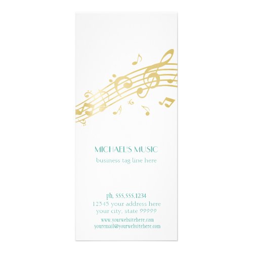 Modern Musical Business Branding Gold Music Notes Rack Card