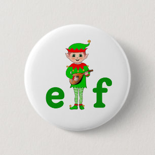 Modern Musical Elf on White Button