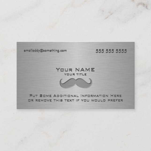 Modern Mustache Metallic print Business Card (Front)