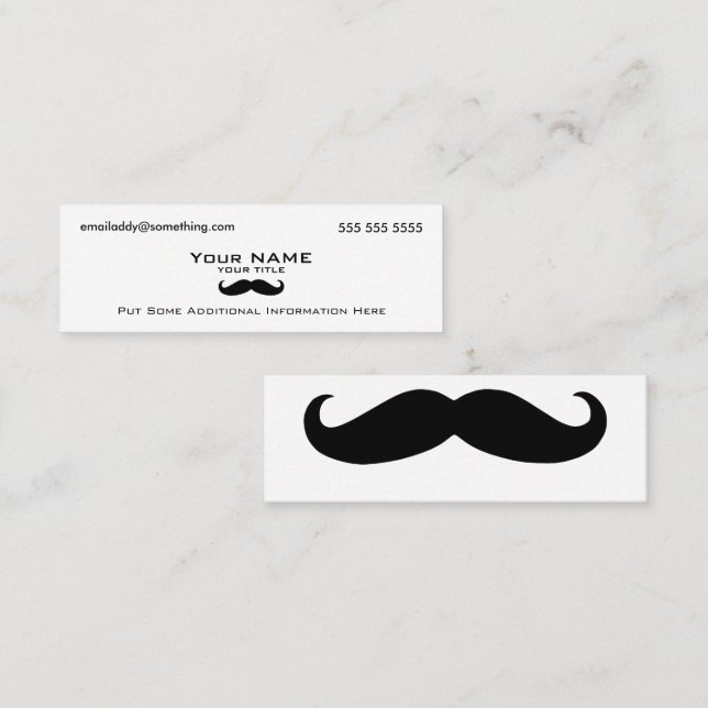 Modern Mustache Mini Business Card (Front/Back)