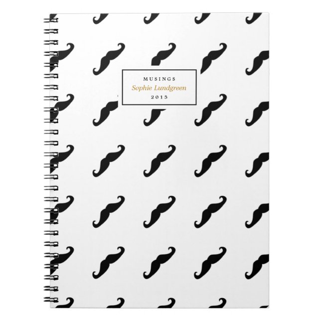 Modern Mustache Pattern Personalized Notebook (Front)