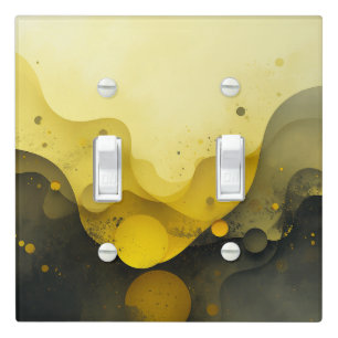 Modern Mustard and Charcoal Abstract Fluid Art Light Switch Cover