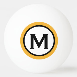 Modern Mustard Black White Monogram Ping Pong Ball