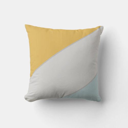 Modern Mustard Blue  Grey Color Block Abstract  Throw Pillow