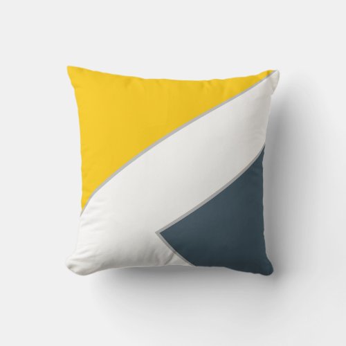 Modern Mustard Dark Blue Color Block Geometric Throw Pillow